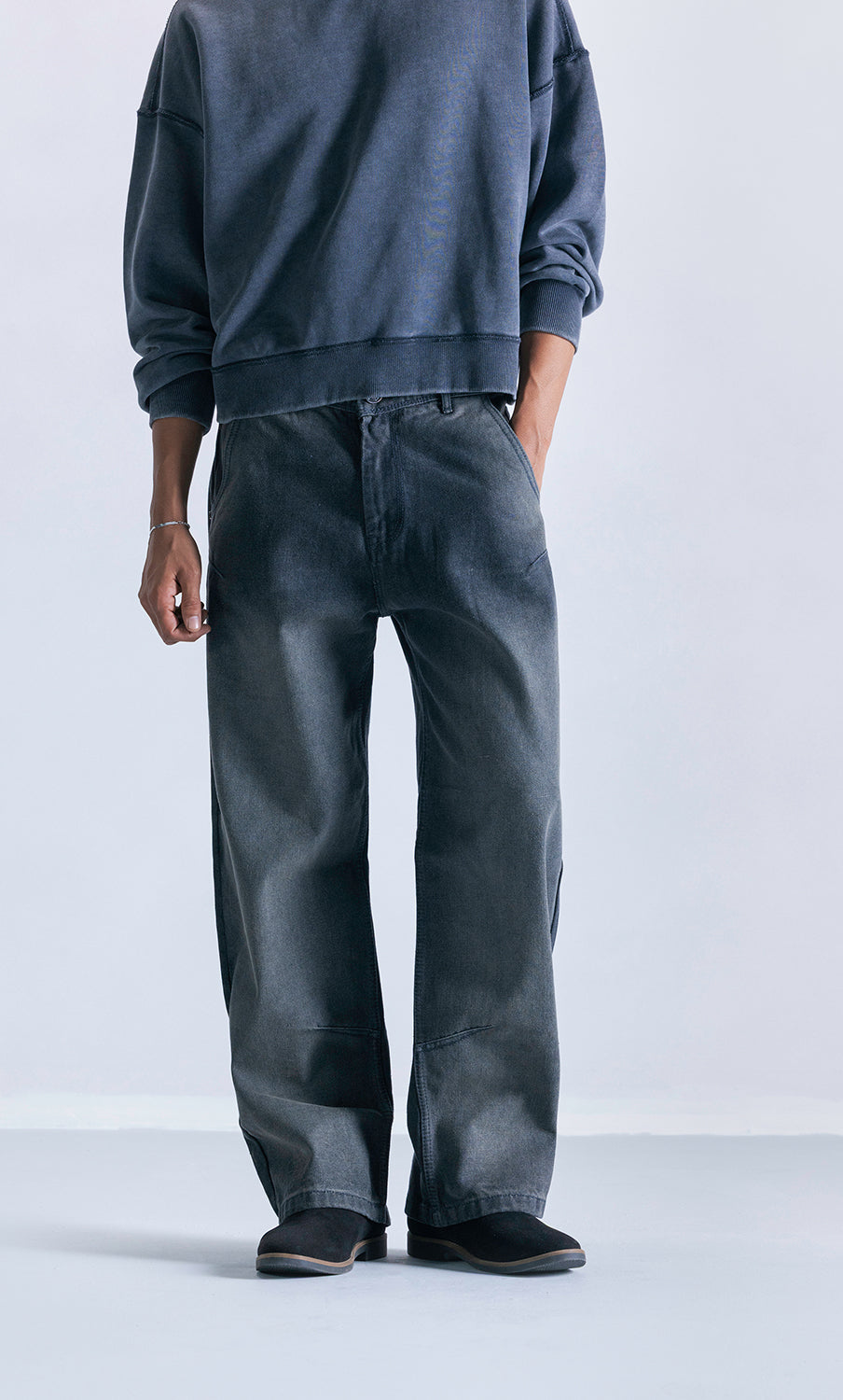 Straight fit jeans - Coal pintuck