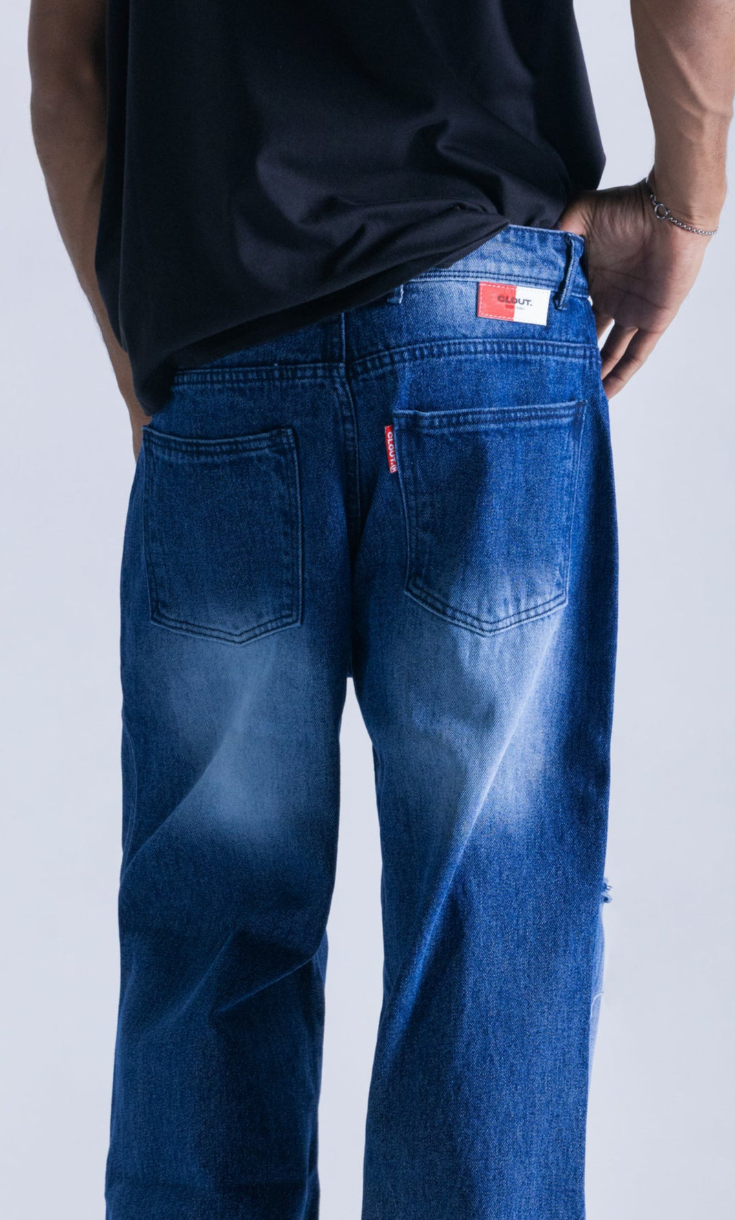 Indigo Ripped Straight Fit Jeans