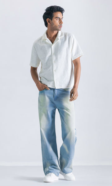 Straight fit jeans with hemp stitching
