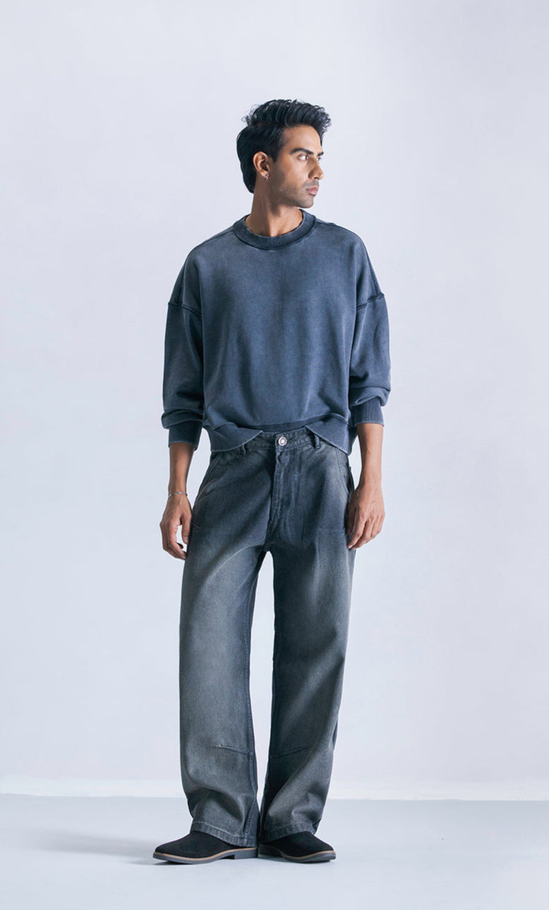 Straight fit jeans - Coal pintuck
