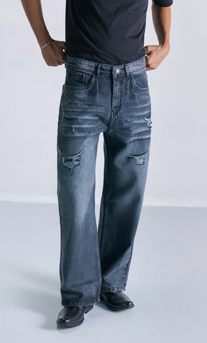 Straight fit Iron fade distress Clout Jeans