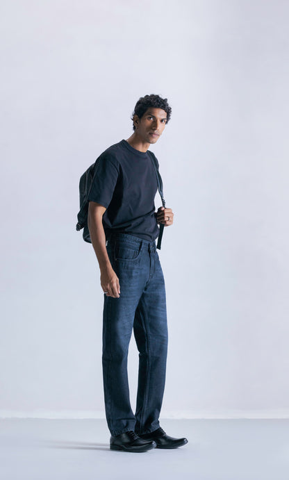relaxed slim fit jeans - dark black