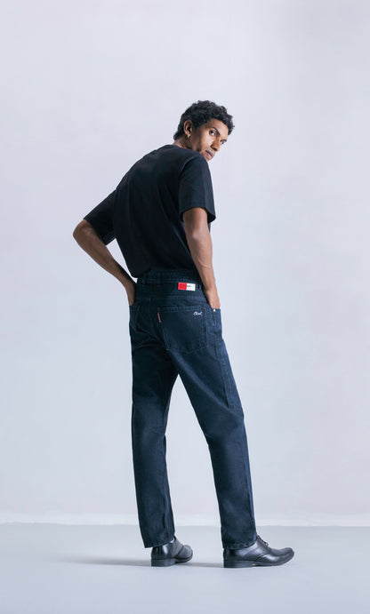 relaxed slim fit jeans - dark black