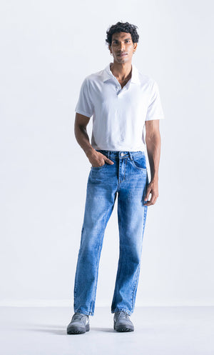 Relaxed slim Fit Mid Wash Clout Jeans