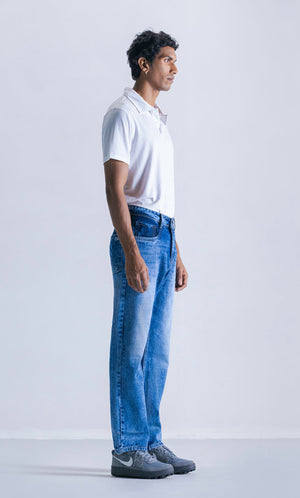 Relaxed slim Fit Mid Wash Clout Jeans