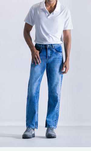 Relaxed slim Fit Mid Wash Clout Jeans
