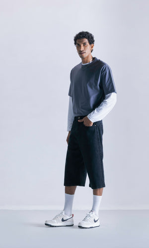 Relaxed Jorts - Black Logo Clout Jeans