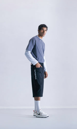 Relaxed Jorts - Black Logo Clout Jeans