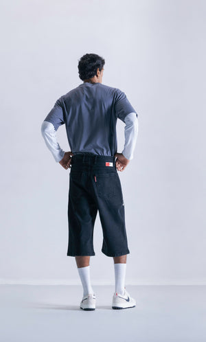 Relaxed Jorts - Black Logo Clout Jeans