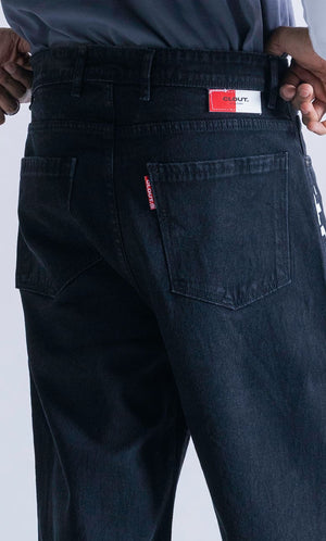 Relaxed Jorts - Black Logo Clout Jeans