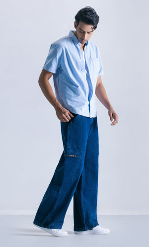 Cargo Pocket Denim Jeans With Chains Clout Jeans