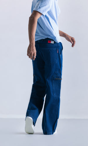 Cargo Pocket Denim Jeans With Chains Clout Jeans