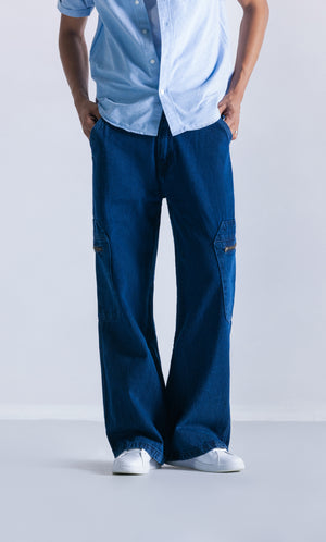Cargo Pocket Denim Jeans With Chains Clout Jeans