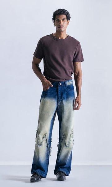 Zig-Zag Faded Straight Fit Jeans