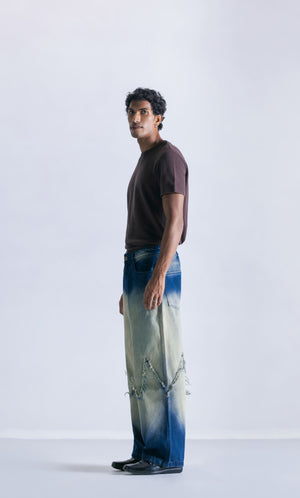 Zig-Zag Faded Straight Fit Jeans Clout Jeans