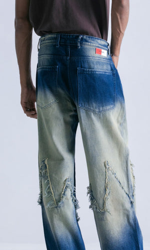 Zig-Zag Faded Straight Fit Jeans Clout Jeans