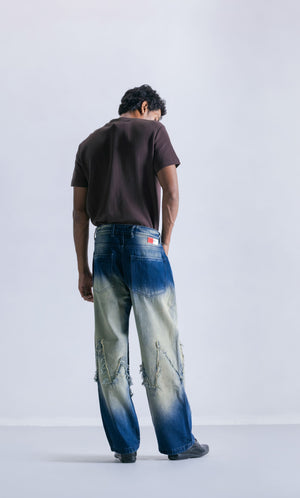 Zig-Zag Faded Straight Fit Jeans Clout Jeans