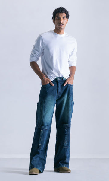 Cargo 9 Pockets Denim Jeans