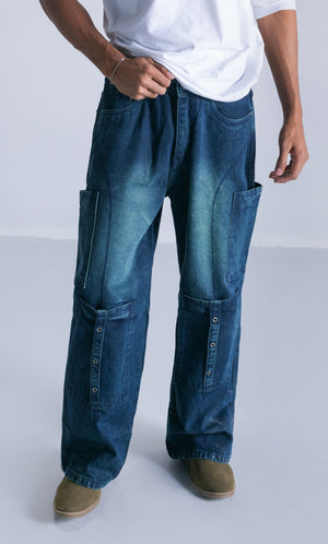 Cargo 9 Pockets Denim Jeans Clout Jeans