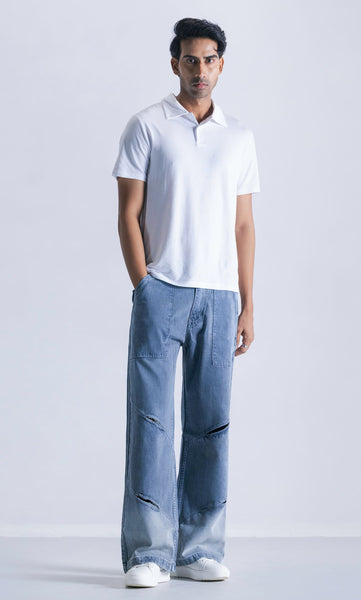 Tinted Slit Baggy Fit Jeans