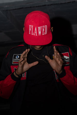 I AM FLAWED - RACING RED Clout Jeans