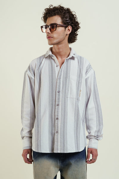 striped oversized shirt - white