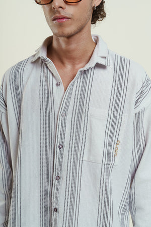 striped oversized shirt - white Clout Jeans