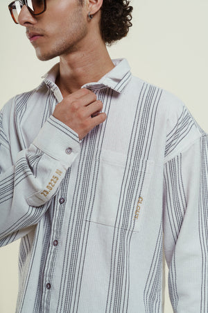 striped oversized shirt - white Clout Jeans