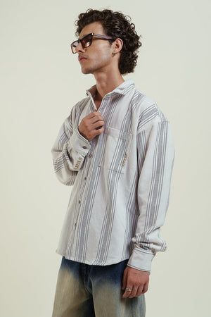 striped oversized shirt - white Clout Jeans