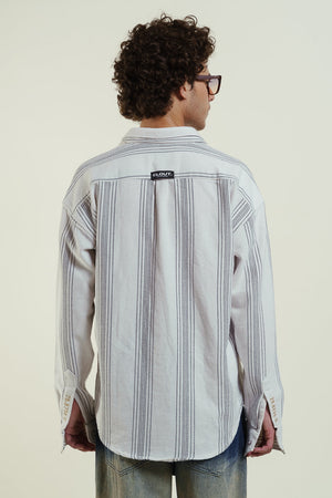 striped oversized shirt - white Clout Jeans