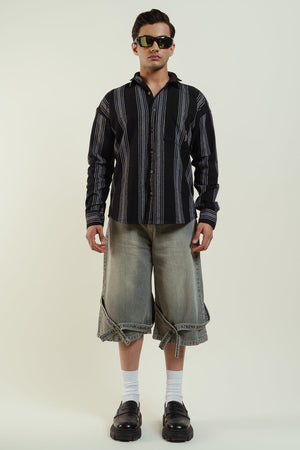 Striped oversized shirt - Black Clout Jeans