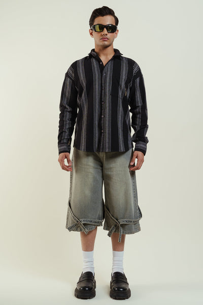 Striped oversized shirt - Black