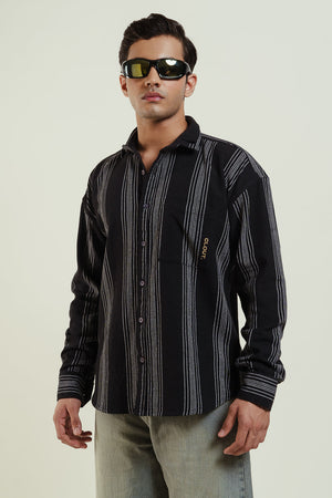Striped oversized shirt - Black Clout Jeans