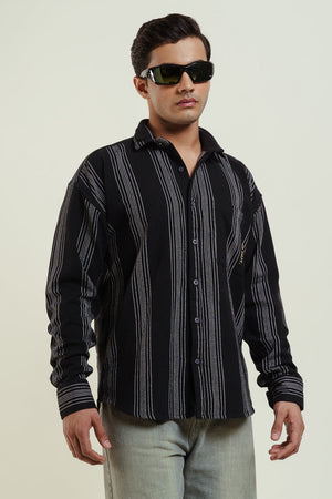 Striped oversized shirt - Black Clout Jeans