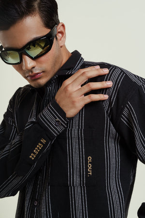 Striped oversized shirt - Black Clout Jeans